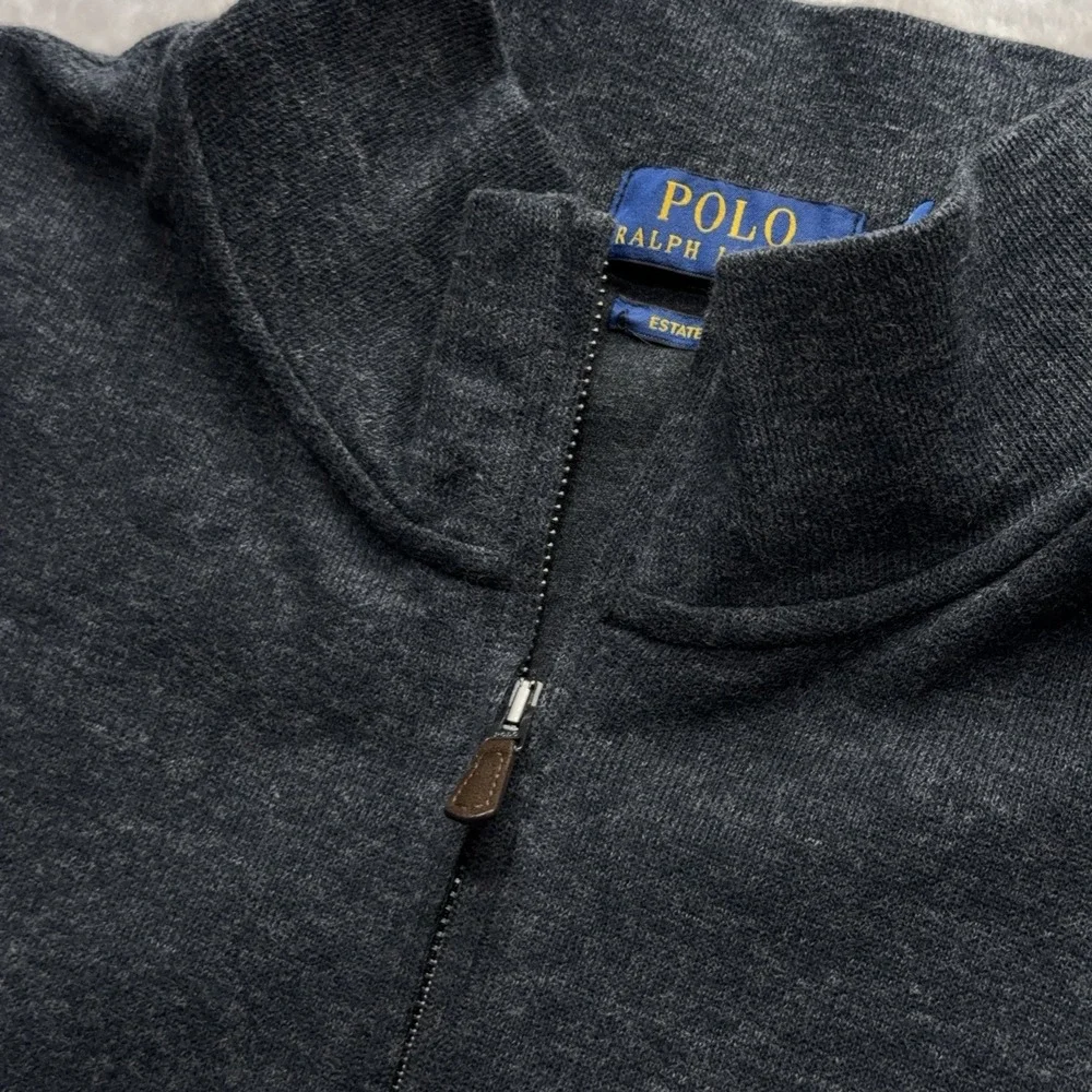Polo Ralph Lauren 1/4 Zip Men's 2XB Estate Rib Grey Pullover Sweater Jacket Knit
